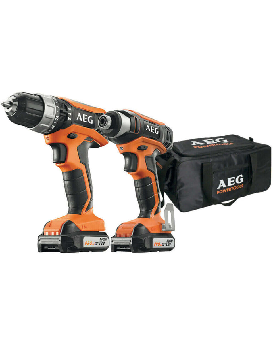 Trapano avvitatore a batteria+avvitatore a impulsi a batteria+toolbox JP12H LI-202B AEG