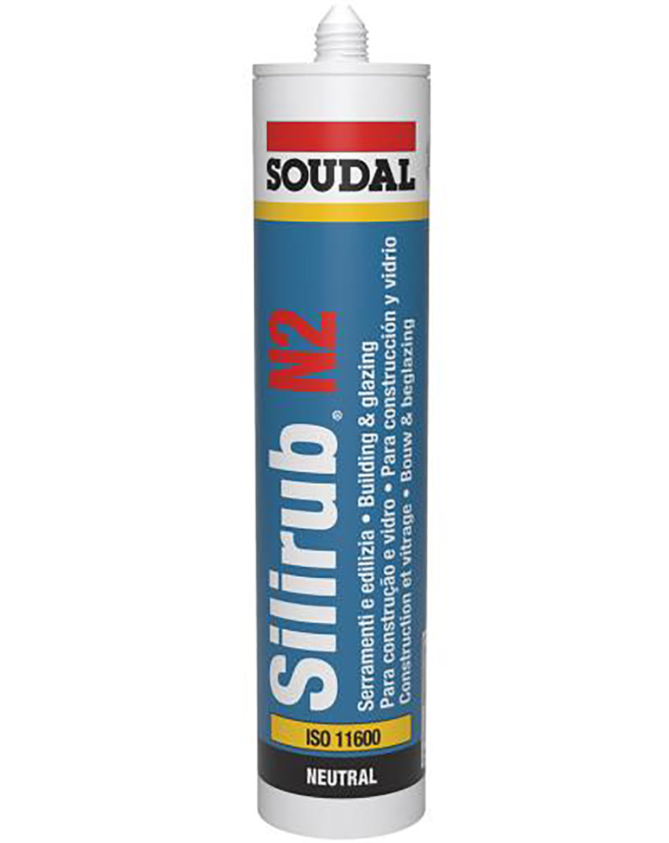 Sigillante siliconico neutro trasparente 300 ml SILIRUB N2 SOUDAL