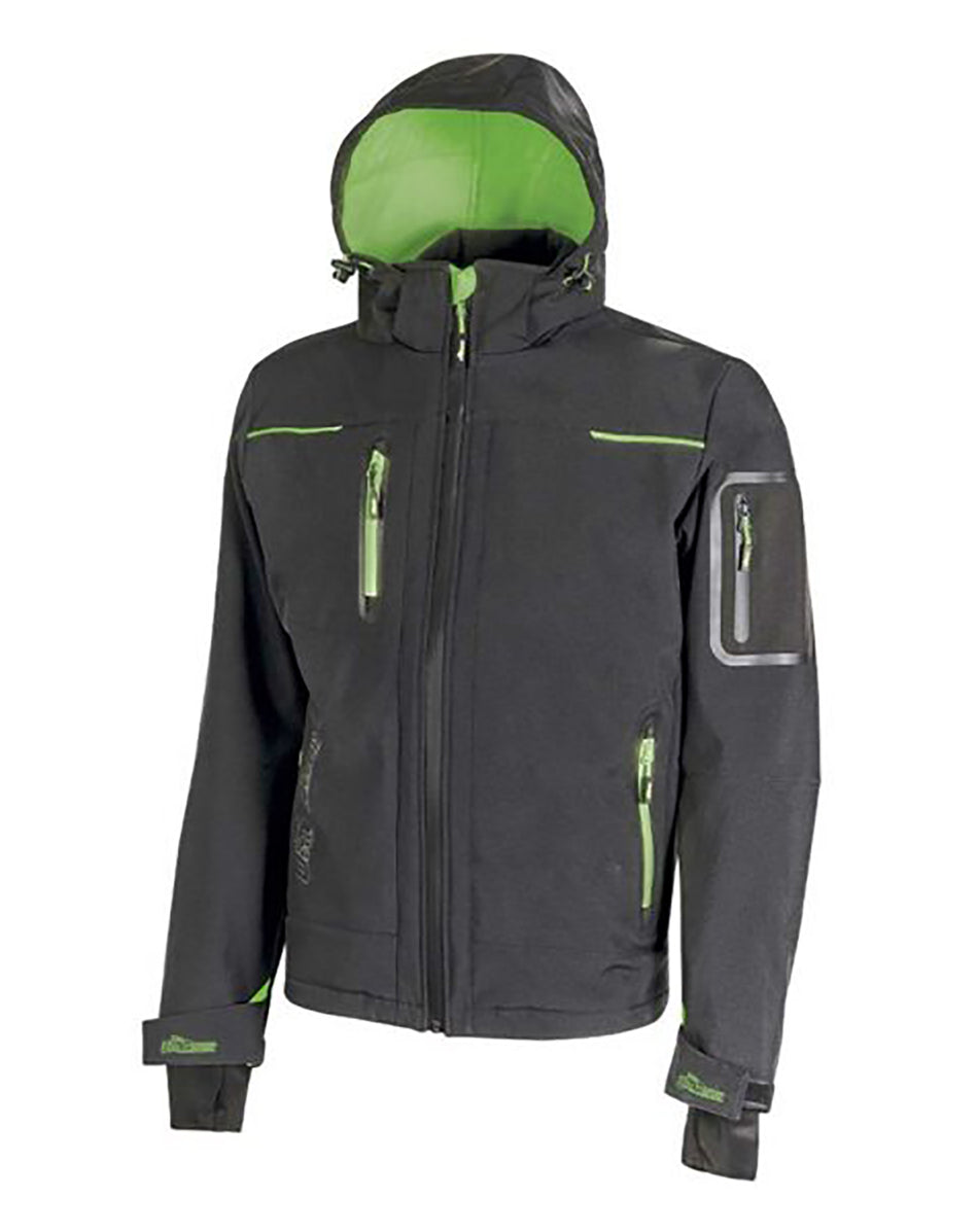 Giacca da lavoro in softshell grigia/verde SPACE U-POWER