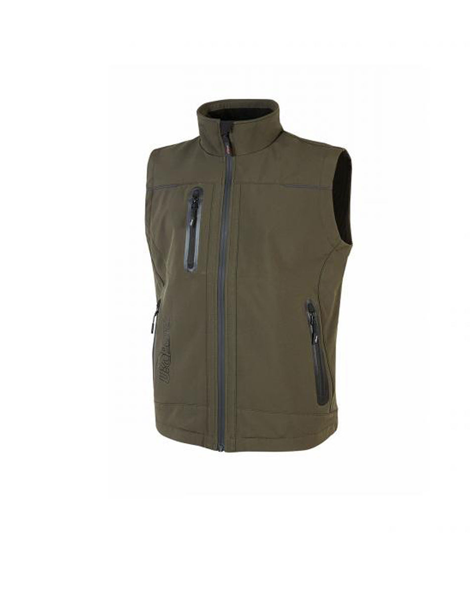 Gilet da lavoro in softshell verde scuro UNIVERSE U-POWER