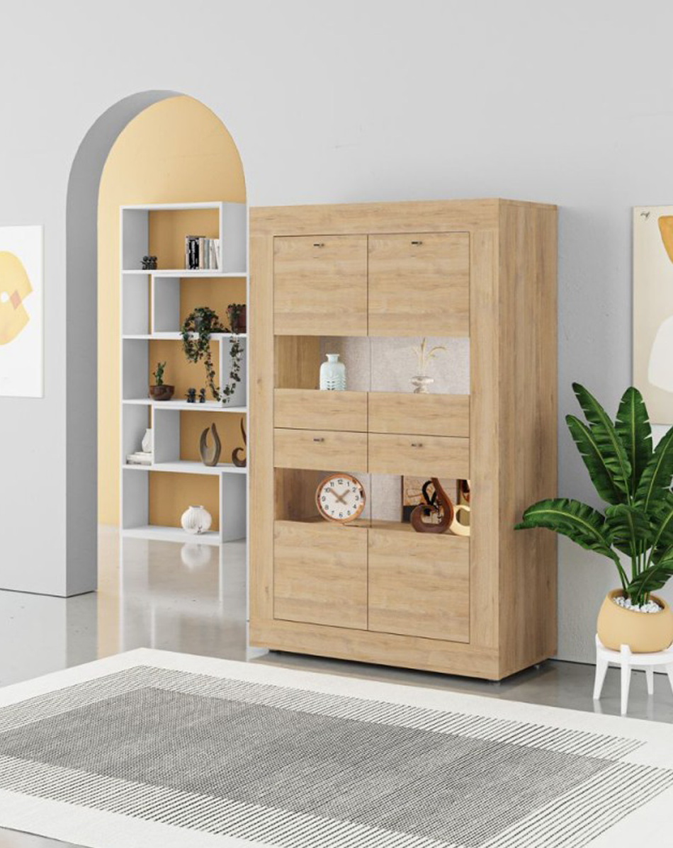 Vetrina credenza quattro ante rovere FIESTA EFFEZETA