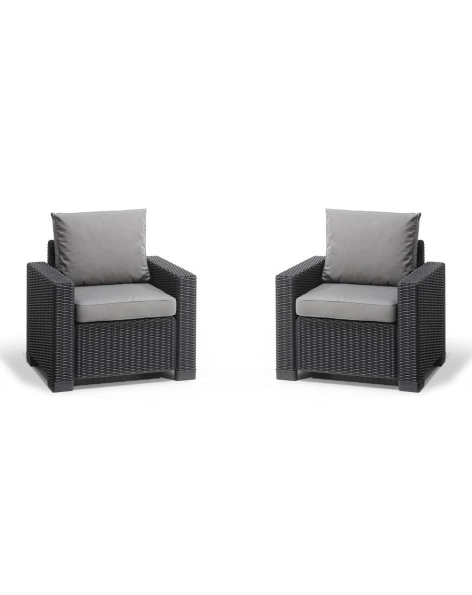 Set 2 poltrone con cuscini grafite CALIFORNIA KETER